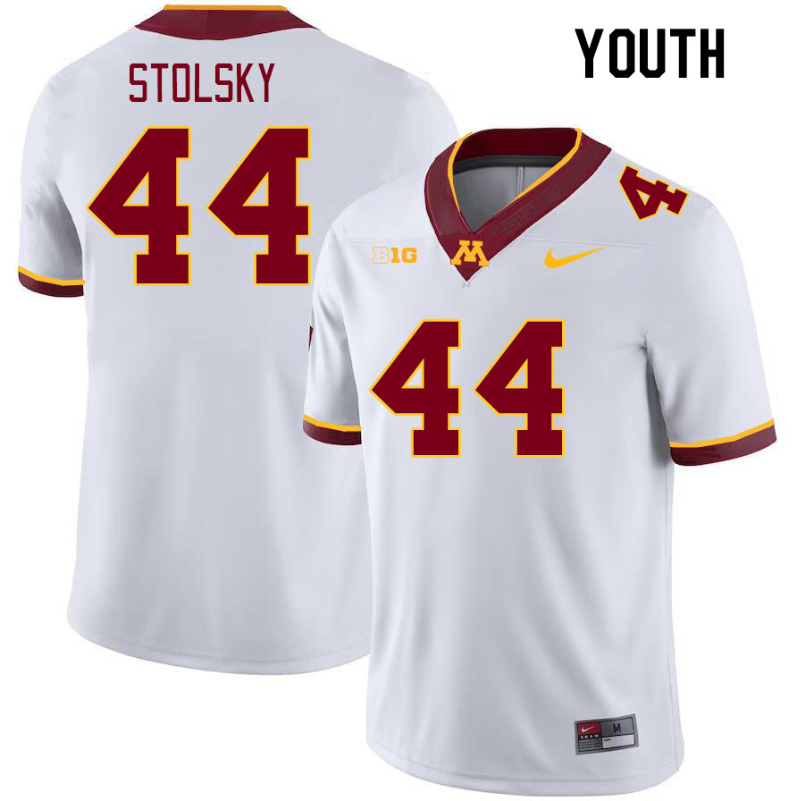 Youth #44 Tyler Stolsky Minnesota Golden Gophers College Football Jerseys Stitched-White